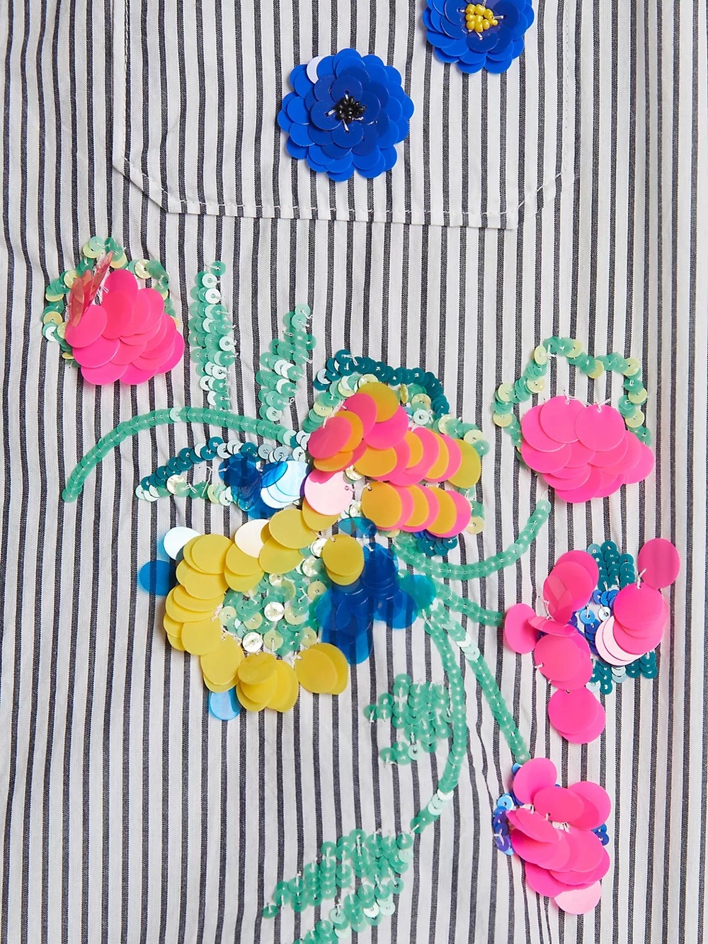 Anthropologie Maeve Floral Sequin Top with Pink TrimBoho Chic Trendy Style Size - Picture 4 of 9
